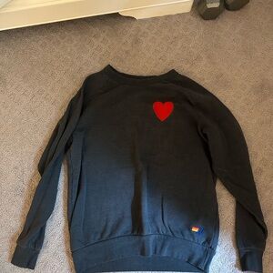 Aviator Nation Black and Red Heart Sweatshirt
